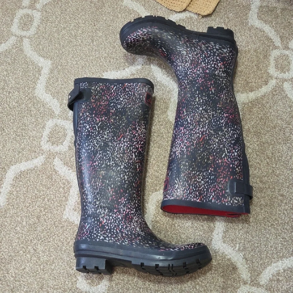 Joules 'Welly Print' Adjustable Tall Rain Boots - Size 8
